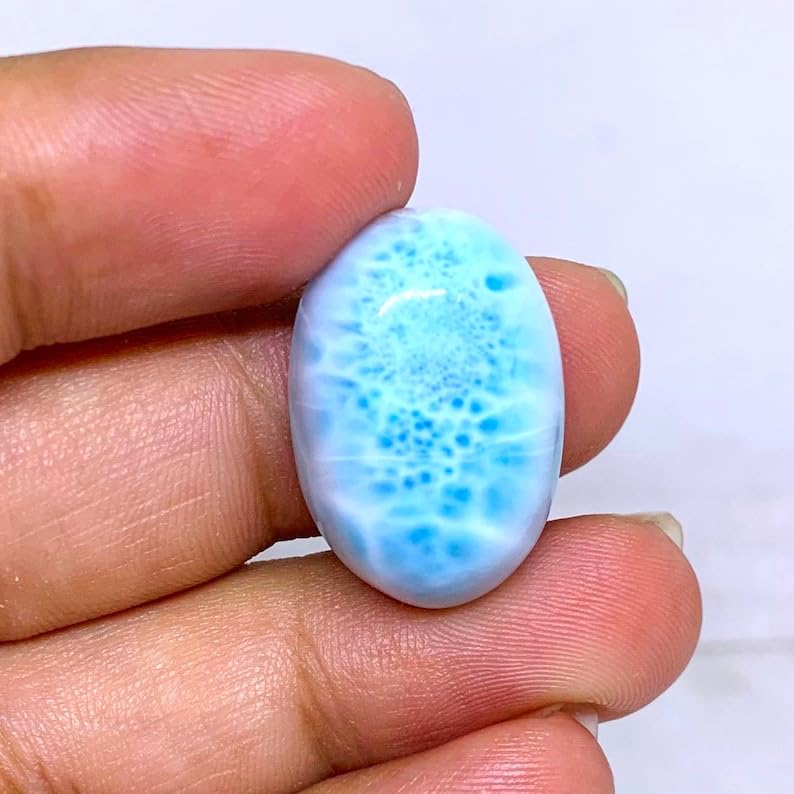 Larimar cabochon en vrac 24x16x9mm pour création bijoux DIY bague collier et pendentif gemme