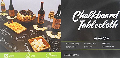 Black Chalkboard Vinyl Tablecloth With Flannel Backing -Perfect For Customizing Your Parties - Housewarming, Birthdays, Engagements, Anniversaries, Weddings And More! (60 Inch Dia. Round) #TOP3