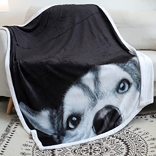 Zevrez Husky Dog Blanket, Cute Husky Gifts Kids Throw Blanket With Dog On It Soft Flannel Blanket Gift For Husky Lovers Boys Girls Sofa Bed(Dog 3, 48"X60") #TOP7