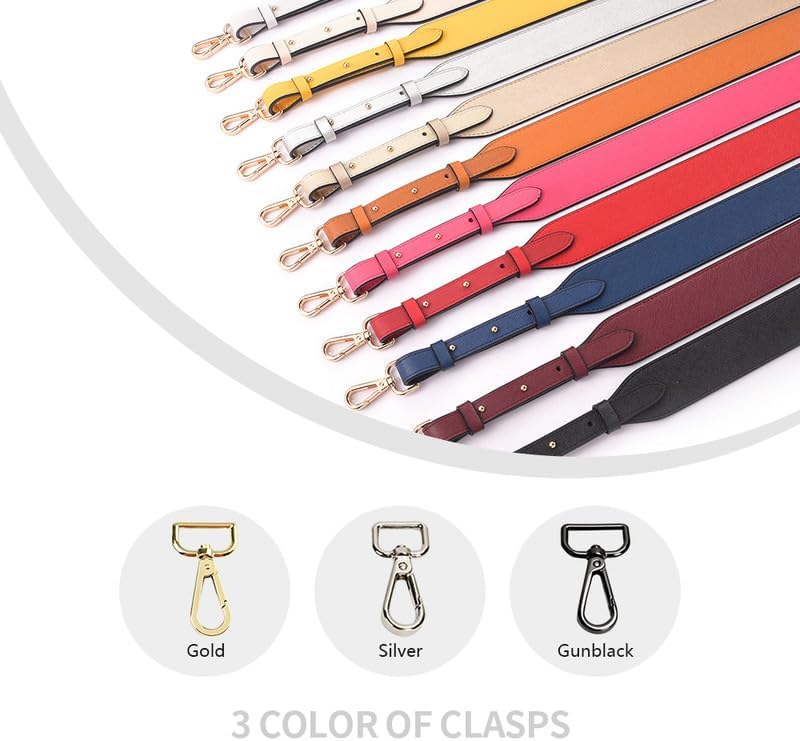 Bag Strap for Tote Purse Adjustable Leather Purse Straps Replacement Shoulder Purse Straps for Handbags Silver Clasp Burgundy