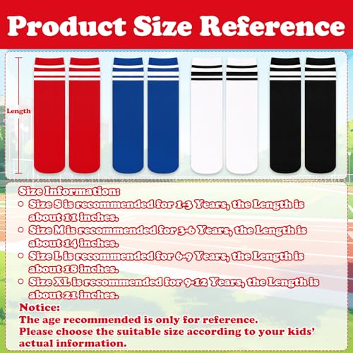 Image of Sarfel Youth Toddler Soccer Socks Kids Baseball Socks Youth Boys Girls Knee High Softball Football Accessories Tube Cotton