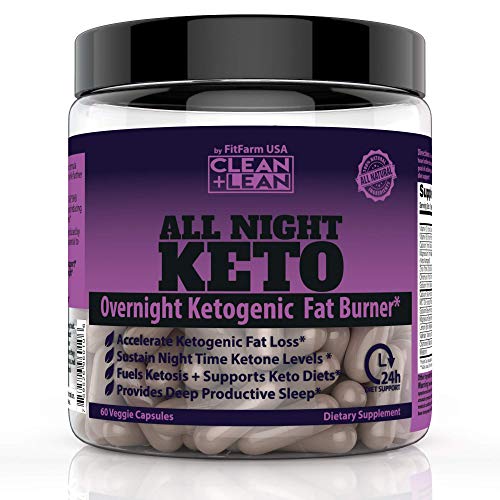 CLEAN+LEAN ALL NIGHT KETO: First Ever Overnight Ketogenic Fat Burner & Sleep Aid | BHB Ketones + MCT Oil + Vitamins & Immunity Complex | 24 HR Diet Sleep Great Lose Weight | All Natural & GF | 60 Caps