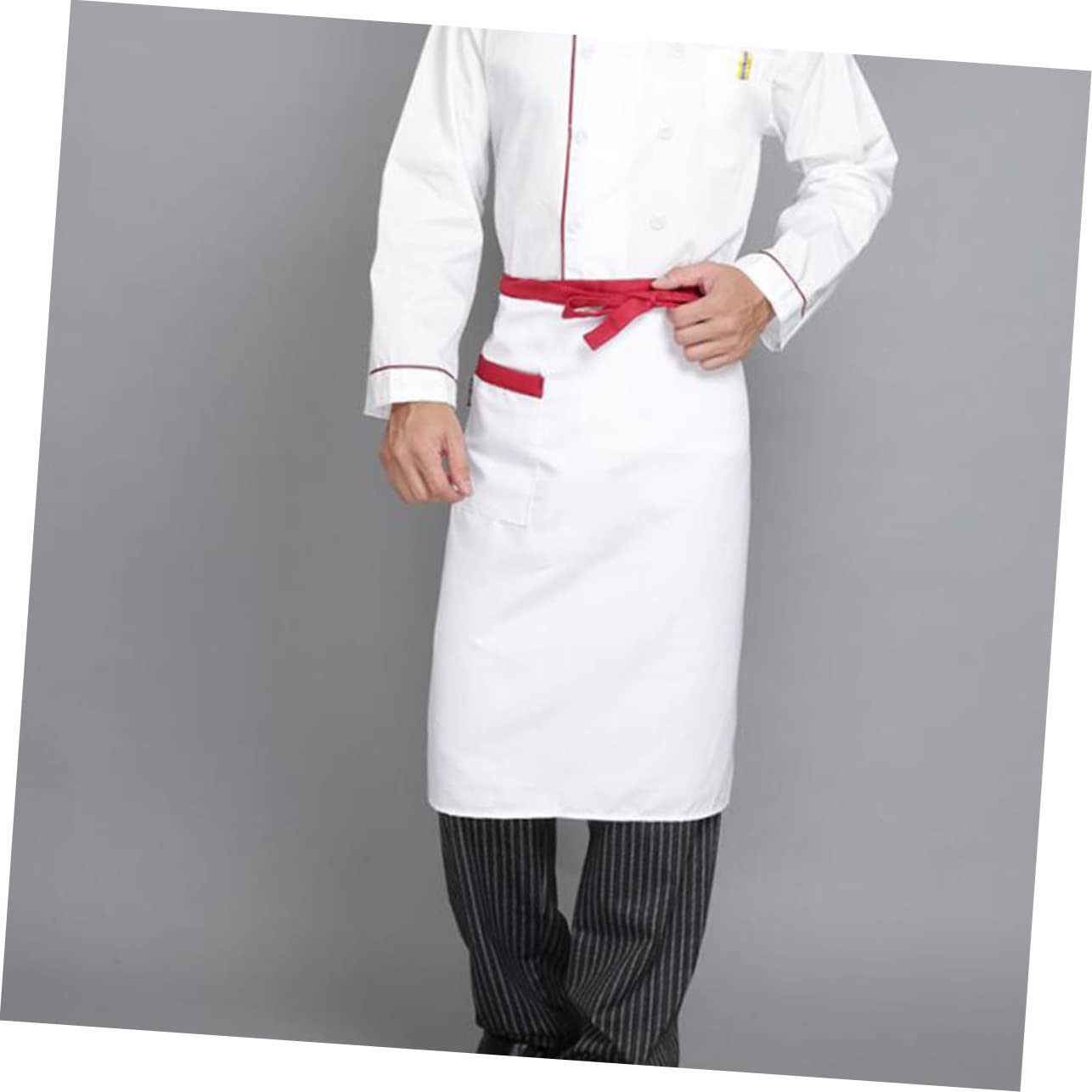 OFFSCH Short Apron Chef Half-length Apron Pockets for Waitress Waiter Bistro Cooking Kitchen