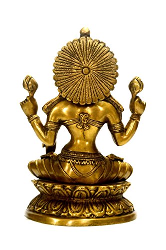 Collectible India Brass Laxmi Statue, 9 Inches, Brown, Gold - Image 4