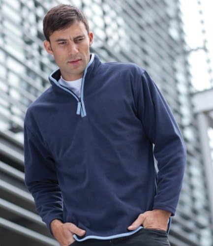 Henbury Contrast Zip Neck Micro Fleece : Color - Navy : Size - XL