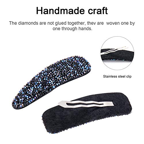 Rhinestone Hair Clips for Women and Ladies Shining Crystal Snap Clips Different Color Rhinestone Hair Pins Hair Barrettes for Party Wedding Daily Girls Hair Decorative (Black blue gray) - Image 6