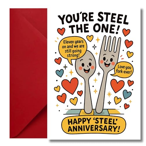 LimaLima 11th Anniversary Card Steel Gift Design For Him & Her