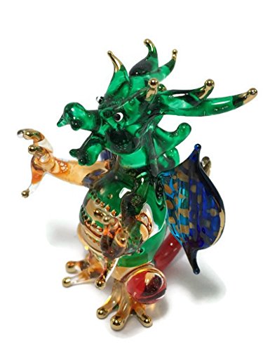 Mr_air_thai_Glass_Blown Miniature Dragon Hand Blown Glass Art Dragon Figurine Animals Glass Blown FBA