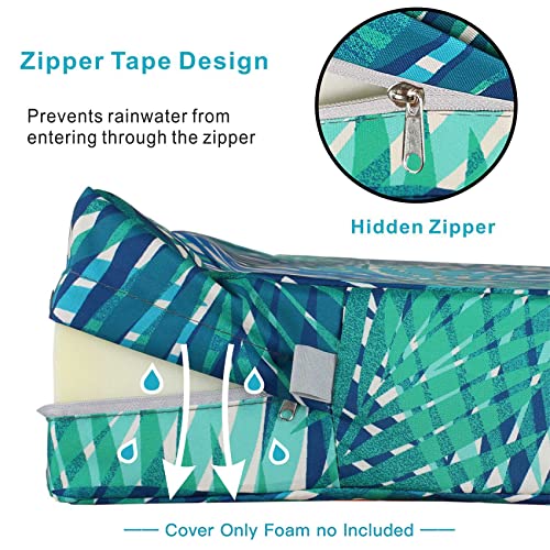 Nettypro Outdoor Cushion Slipcovers Waterproof Set 4, Patio Chair Seat Cushion Covers With Zipper And Tie, Replacement Cover Only, 18 X 16 X 3 Inch, Tropical Leaf thumb #7