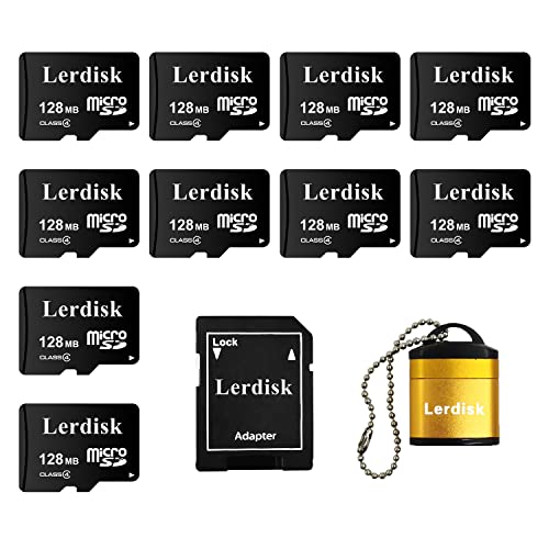 Lerdisk Fabrikgroßhandels-Micro-SD-Karte 10er-Pack Bin-Bulk-Micro-SD mit SD-Adapter hergestellt von autorisiertem Lizenznehmer (128MB (0.12GB))