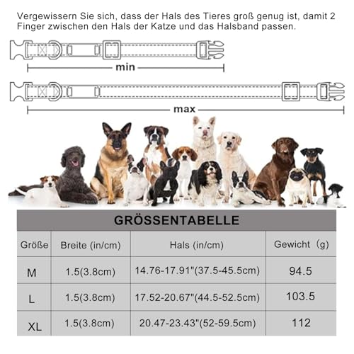 Hundehalsband Personalisiert Mit Metallschnalle und Reflektierendes Etikett, Leichtes Taktisches Personalisiert Hundehalsband für Große Mittlere Hunde, Benutzerdefinierte Hunde Halsband