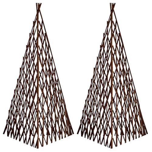 MELCHEF Expandable Teepee Willow Fence,Teepee Trellis Pyramid Plant Climbing,Self Standing Expandable Teepee Fence for Plants Climbing and Protection Fence