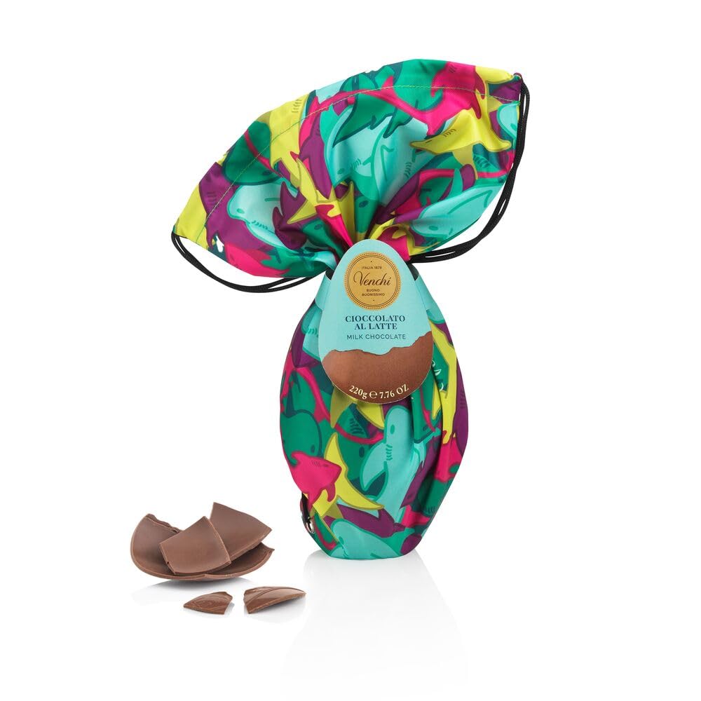 Venchi - Uovo di Cioccolato, Gusto Cioccolato al Latte, con Sorpesa e Zainetto per Bambini e Teen, Senza Glutine, 220 gr, Collezione Pasqua, Idea Regalo