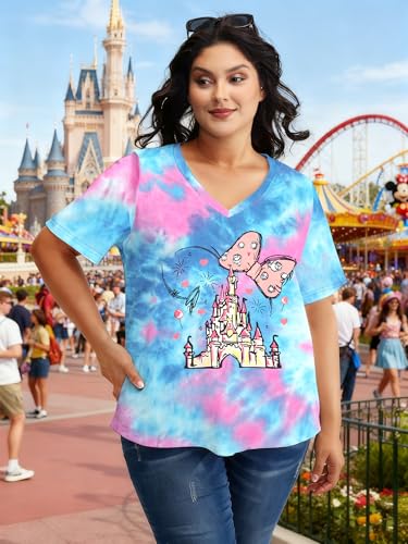 Image of NANYUAYA Plus Size Magic Shirts for Women Castle Kingdom Graphic Magical T Shirt Cute Holiday Princess Tee Vacation Tops
