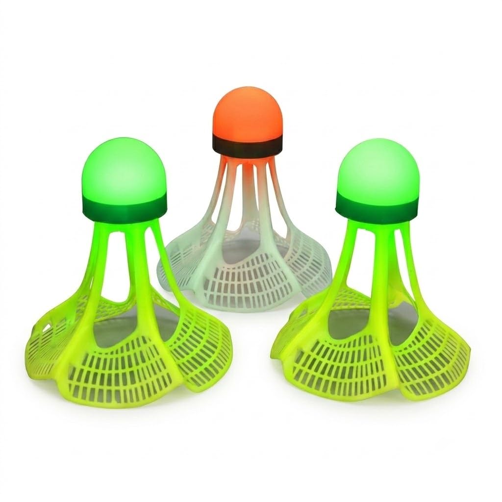 LED Badminton Shuttlecock Set of 3 | Glow in The Dark Light-Up Shuttlecocks for Night Play | Durable Nylon Birdies for Indoor Outdoor Training, Sports & Recreation-image-14