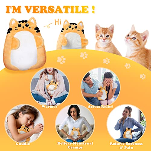 Suzzipad Microwave Heating Pads For Cramps & Period Pain Relief, Microwavable Stuffed Animal For Anxiety, Stress Relief Gifts For Women & Girls, Moist Heat Pack With Washable Cover, Cat (Yellow) #TOP3