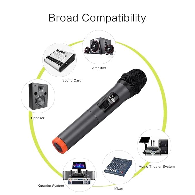 Image of Wilsons Professional Wireless Microphone, UHF Karaoke Handheld Dynamic mic with Type C Rechargeable Receiver 6.35mm Jack, with 3 Batteries, 30-50 Meter Cordless Range for Anchoring and Singing