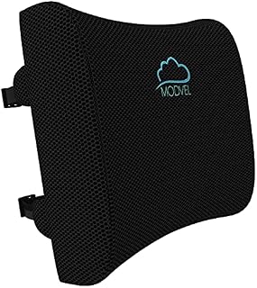 Modvel Lower Back Cushion Posture Corrector & Lumbar Support For Office Chair, Car Seat & Traveling - Orthopedic Pillow For Waist & Tailbone Pain Relief - Soft & Firm Foam Pad With Cover (MV-101)