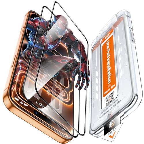 Image of LK 2 Pack for iPhone 17 Pro Max Screen Protector Tempered Glass, Military Grade Shatterproof [Auto Dust-Elimination, 0 Dust & Bubbles] Anti-Scratch, Max Coverge Screen Protector for 17 Pro Max