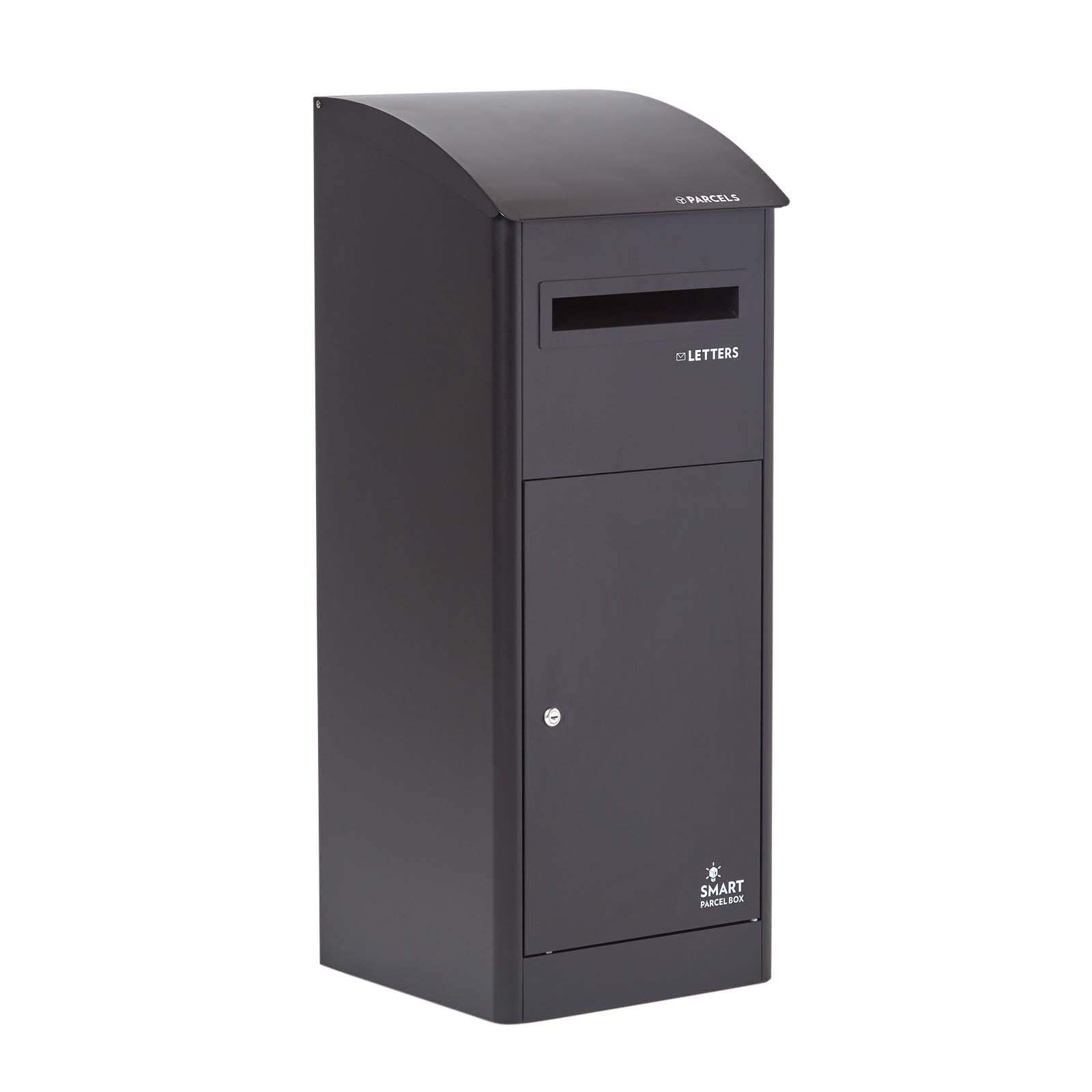 Smart Parcel Box - Extra Large Parcel Box Outdoor, Secure Front Access, Black Delivery Box With Slanted Top, Waterproof, Durable, Lockable Weatherproof Parcel Drop Box For Multiple Packages