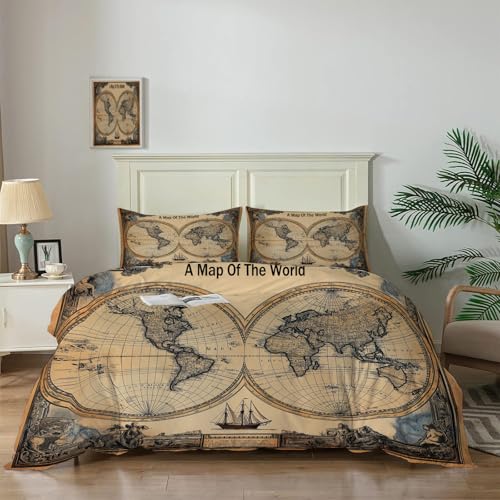 Mapa del Mundo Retro Bedding Funda Nordica