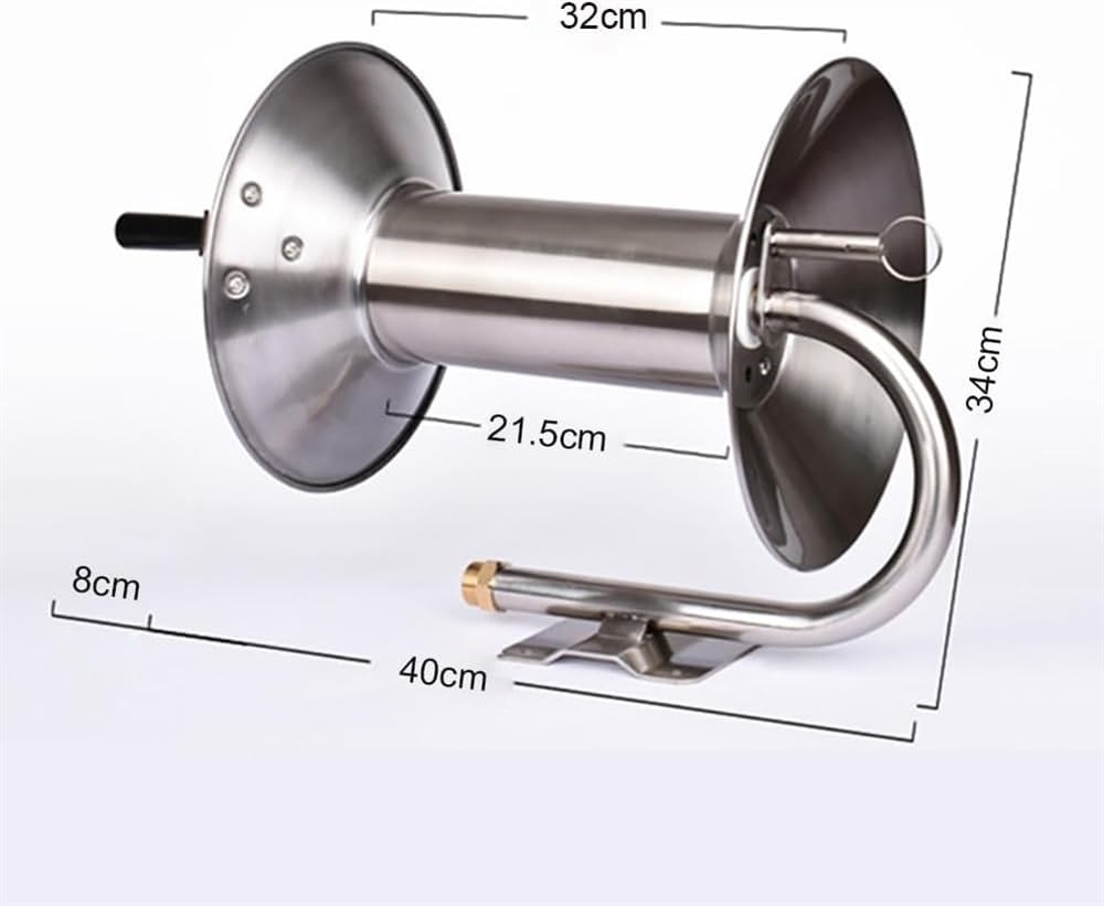 Carrete de Manguera metálico Profesional, Resistente y de Montaje en Pared, Soporte para Carrito de Manguera de jardín, Soporte para Manguera de jardín, Coche o balcón (Manguera de 19 mm)