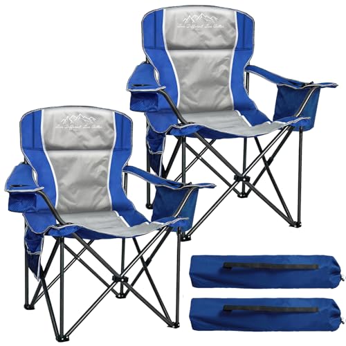 SILLA PLEGABLE DE CAMPING PARA EXTERIOR SAILARY, CAPACIDAD 500 LIBRAS, RESPALDO ALTO, COLOR AZUL, PAQUETE DE 2 miniatura 1
