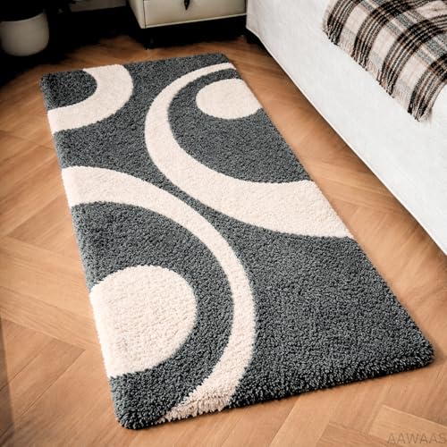 Image of 3D Shaggy Polyester Carpet Rug Runner Area Mats for Bedroom /Living Area /Home with Anti Slip Backing Soft /Fluffy Hight Pile - (Moon Grey, 2x5 feet)