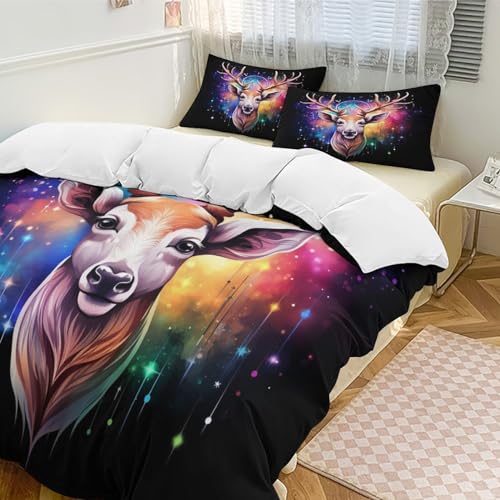 Housse de couette cerf 3 pièces en microfibre premium au tissage haute densité pour lit double - 5