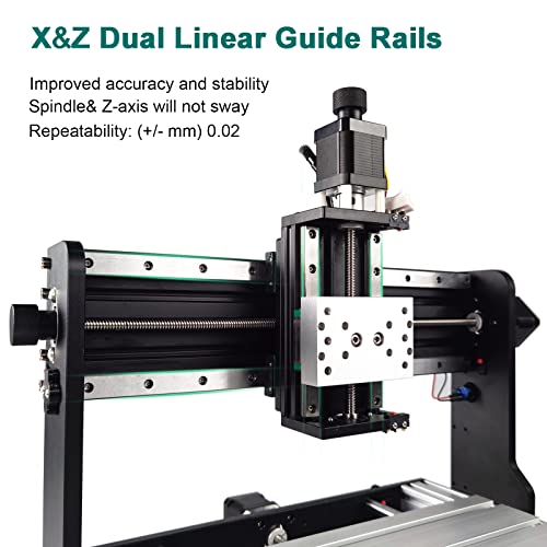 All-Metal Cnc Router Machine 3020-Evo, Anolex X&Z-Axis Dual Steel Guide Rails Cnc Router Kit With 300W Spindle, Limit Switches & Emergency-Stop For Metal Wood Acrylic Mdf Carving Cutting #TOP1