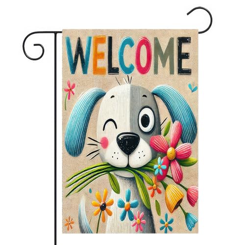 BlissYard Puppy Welcome Garden Flag Double Sided 12 x 18 Inch