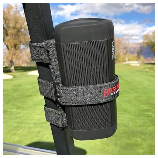 The Original Bushwhacker Portable Speaker Mount for Golf Cart Railing - Adjustable Strap Fits Most Bluetooth Wireless Speakers Attachment Accessory Holder Bar Rail