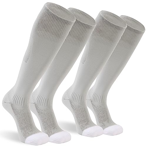 Sunew Youth Soccer Socks,Womens Baseball Socks for Girls 10-12 Year Old Sport Team Moisture Wick Football Volleyball Rugby Softball Homecoming Socks for Back to School Grey Medium 2 Pairs