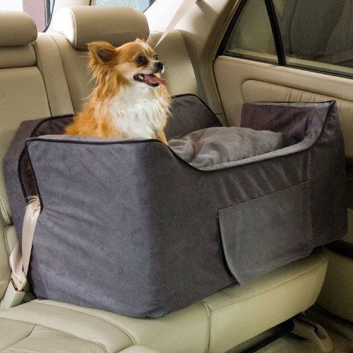 The Snoozer Dog Car Seat 14 Snoozer Large Luxury Lookout Ii Pet Car Seat, Anthracite/Black Microsuede