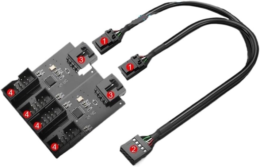 USB 9pin Expansion Card Male 1 to 2/4 Female Extension Cable Adapter Circuit Board for Desktop Motherboard