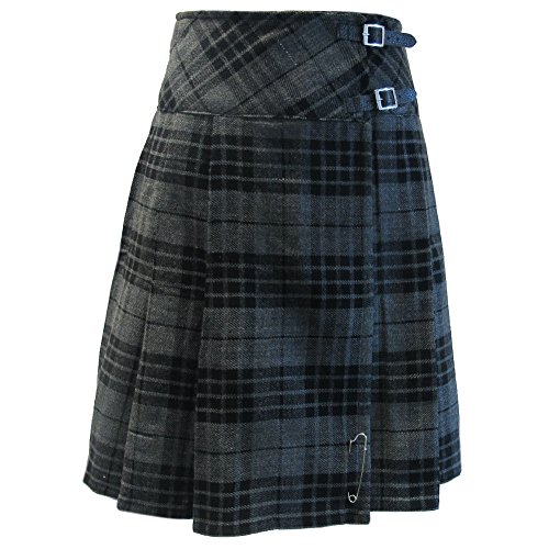Preisvergleich Produktbild Tartanista - Damen Wickel-Kilt - lang - 58 cm (23) - Granitgrau - 40