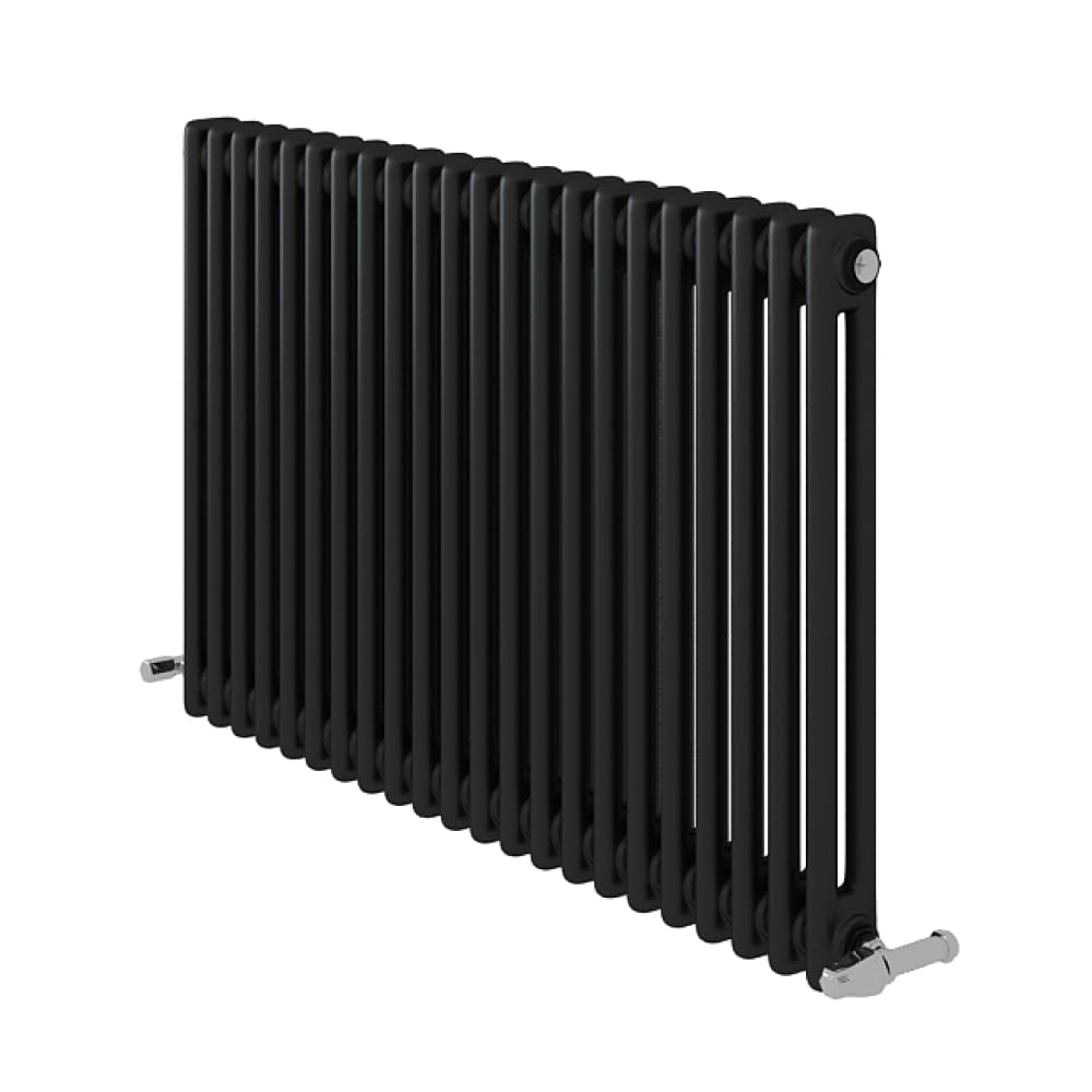 iBathUK Regency Wall-Mounted Horizontal 2 Column Radiator, Steel Cast Iron Style High Thermal Output Hydronic Central Heating, Traditional Designer Radiator in Matt Anthracite, 600 × 1010mm — image 1