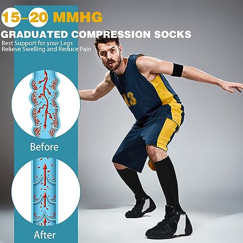 Hillban 2 Pair Wide Plus Size Calf Zipper Compression Socks 15 - 25 Mmhg for Overweight Women Men(2X-Large,Black)2