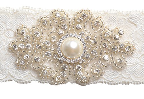 Wishprom Rhinestones Lace Wedding Bridal Garter Belt Set, Ivory #TOP2