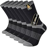 inaWarm Socken Herren, 6 Paar Baumwolle Sportsocken Arbeitssocken Wandersocken Laufsocken, atmungsaktive und gepolsterte Baumwollsocken mit Fußgewölbe-Stütze 43-46