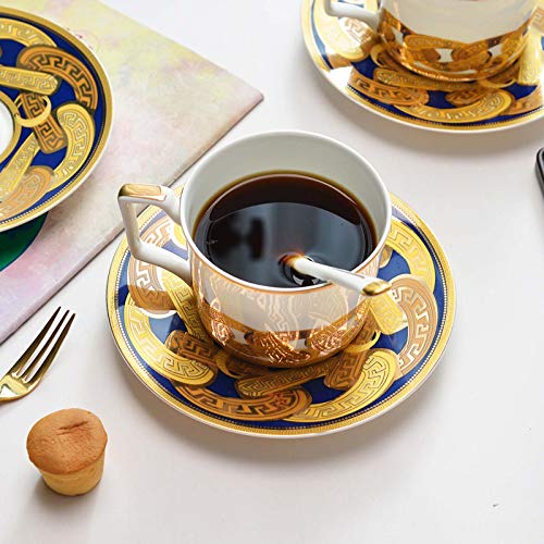 Ssrsgyp Juego De Té De 19 Piezas, Tazas Y Platillos De Café De Porcelana China con Soporte De Metal, Juegos De Tazas De… - Imagen 5