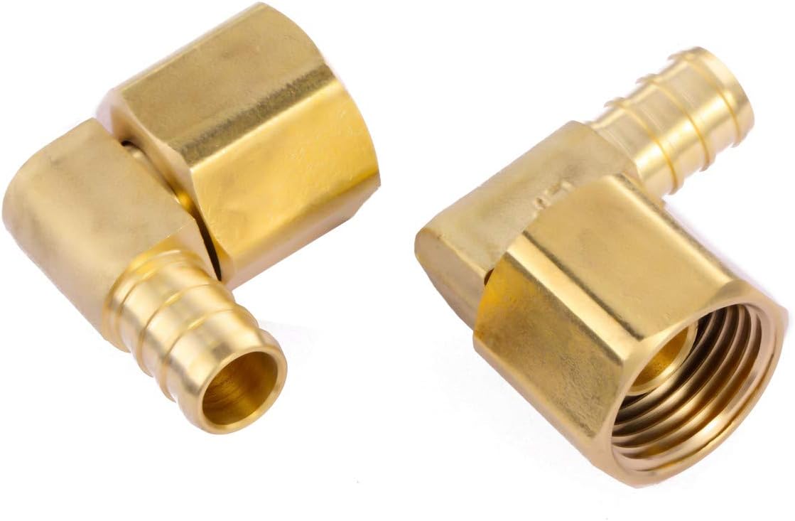 Litorange 2 PCS Lead-Free Brass Construction 1/2" by 1/2-Inch Female Threaded PEX Pipe Barb FNPT Swivel Elbow Plumbing Connection Crimp Fittings