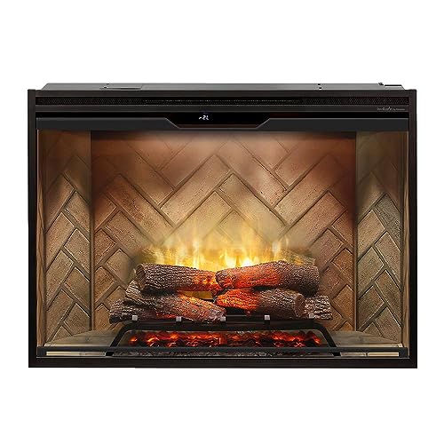 Dimplex Revillusion® 42 Inch Built-in Electric Firebox - Herringbone Brick Background - Includes Realistic Faux Logset, Front Glass Panel, Firebox, and Plug Kit
