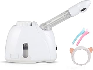 MYCZ Vapeur Facial, Nano Ionic Table Top Ozone Spa Visage Vapeur, Pulvérisateur Rotatif 360 ° Humidificateur Portable À Brume Chaude Hydratant Points Noirs Hydratation Sauna Arôme Peau