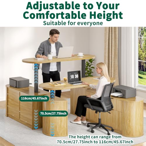 Image of Electric L Shaped Standing Desk, Corner Sit Stand Up Desk, Executive Desk