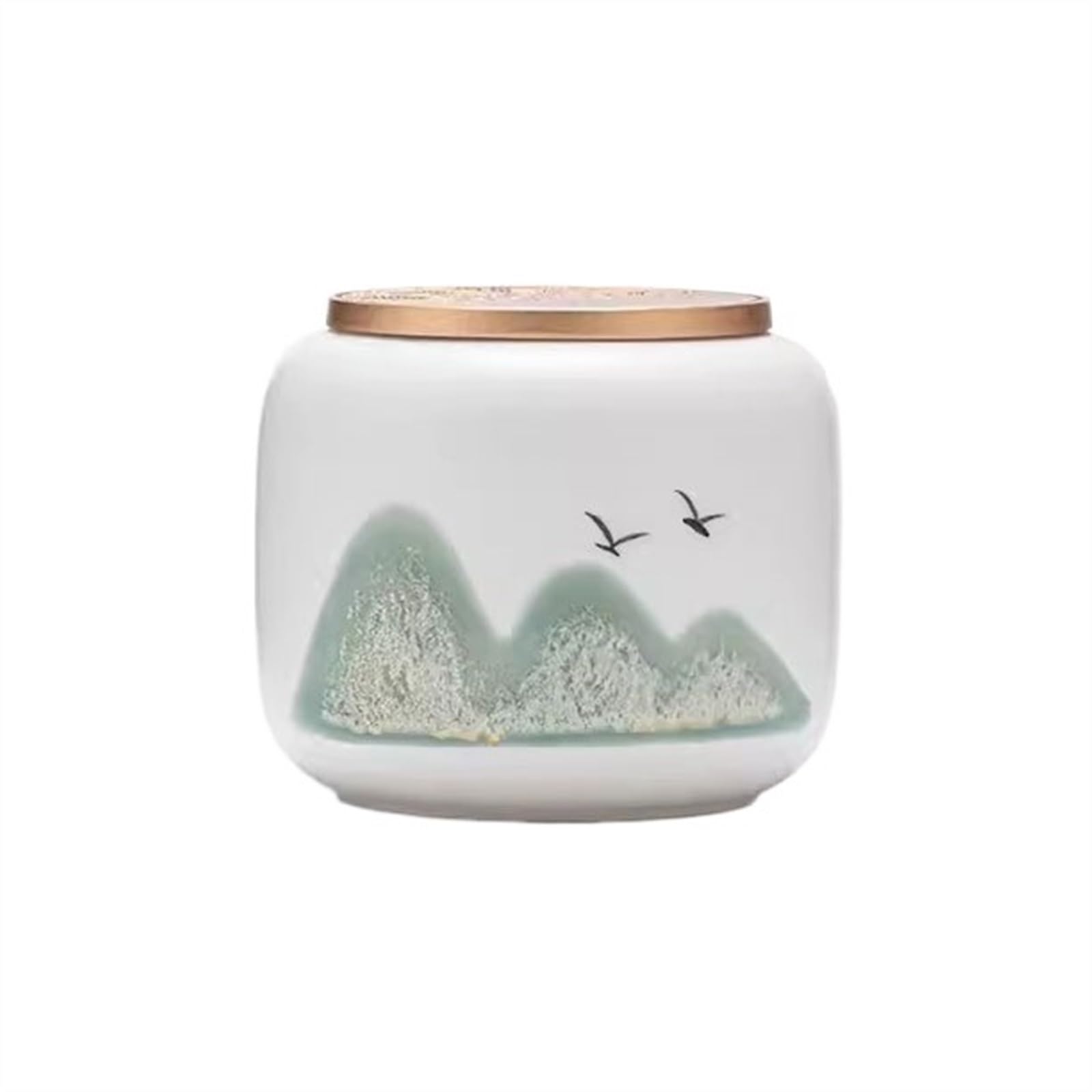 Hhaoran-9868 Ceramic Tea Canister Small White Ceramic Hand-painted Sealing Jar Household Storage Organizer Tea Warehouse Canisters Food Canisters for Kitchen