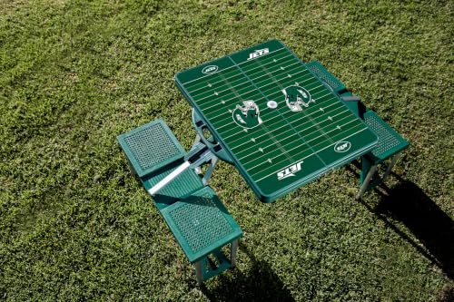 Image of Picnic TIME NFL Football Field Folding Picnic Table, Camping Table, Outdoor Table with Umbrella Hole