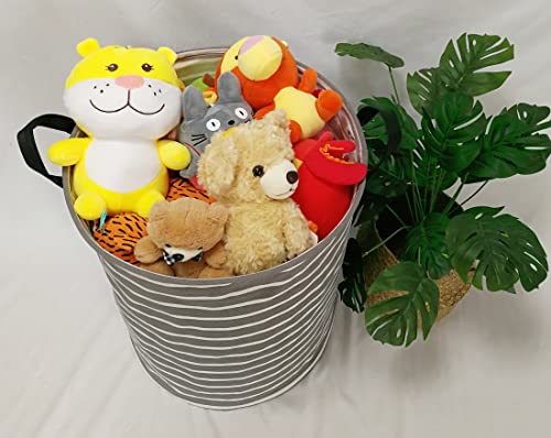 Huayee Xl Gray Laundry Basket,Cloth Hamper,Storage Bin Canvas Material Water-Proof Organization Basket For Toys Laundry Hamper (Gray Stripe) #TOP5