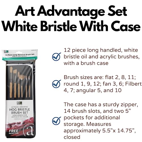 Art Advantage Brush Set White Bristle 12pc - Thumbnail 2