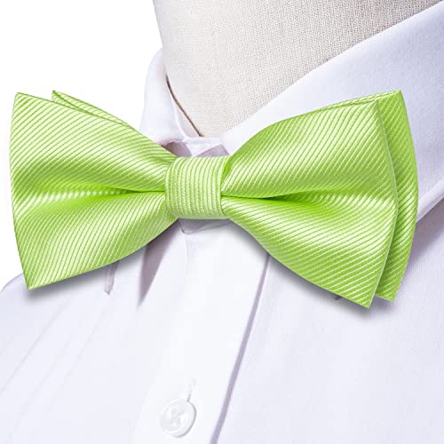 Image of Hi-Tie Bow Ties for Men Pre-Tied Pocket Square with Cufflinks Mens Bowtie Sets for Wedding Formal Party
